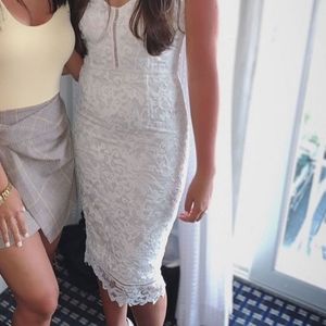 Boohoo strapless lace midi dress. Size 6.